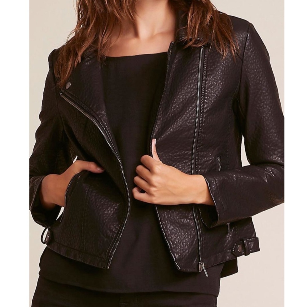 NWOT Faux Black Leather Moto Jacket - Medium